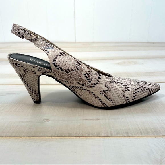 Bar III Shoes - Bar III Snake Look Cream Black Sling-Back Heels Tanyaf Size 8